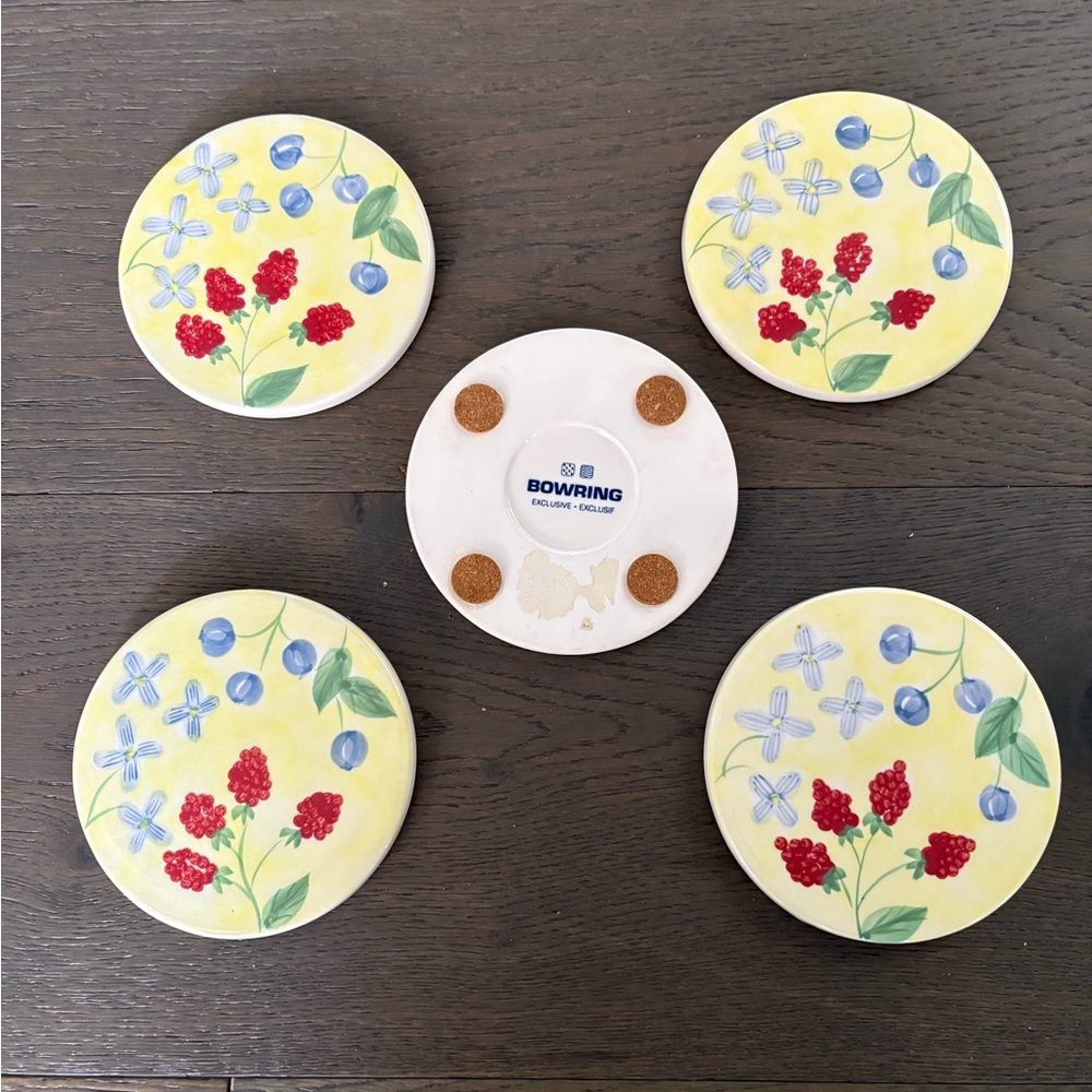 Bowring brand ceramic coaster set (set of 5) EUC